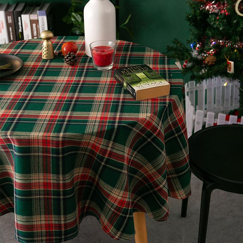 Green Plaid Christmas Decoration Tablecloth Waterproof Rectangular Tablecloths Mantel Mesa Party Decoration Mantel Mesa