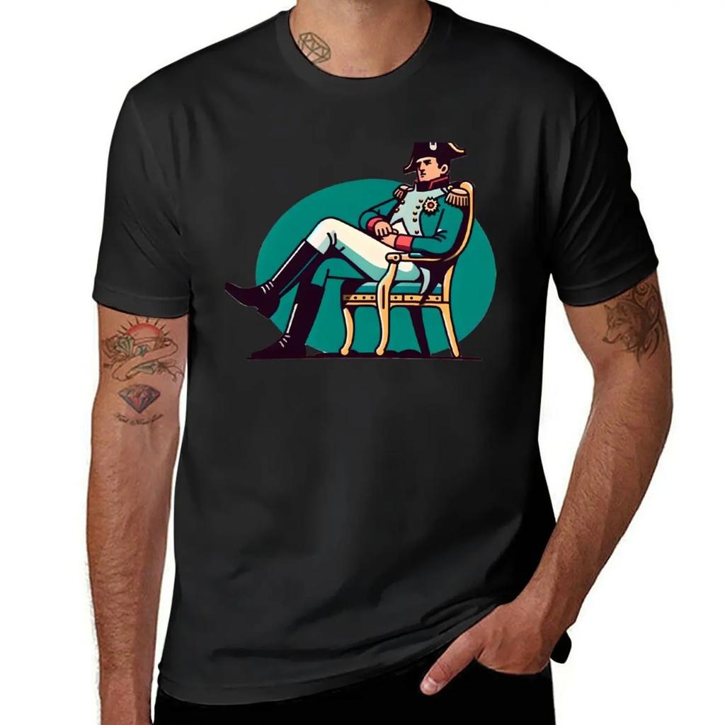 Napoleon Siting On Chair Drawing TShirt Cotton Graphic Tees New Edition Summer Top Anime Figures Mens Tshirts