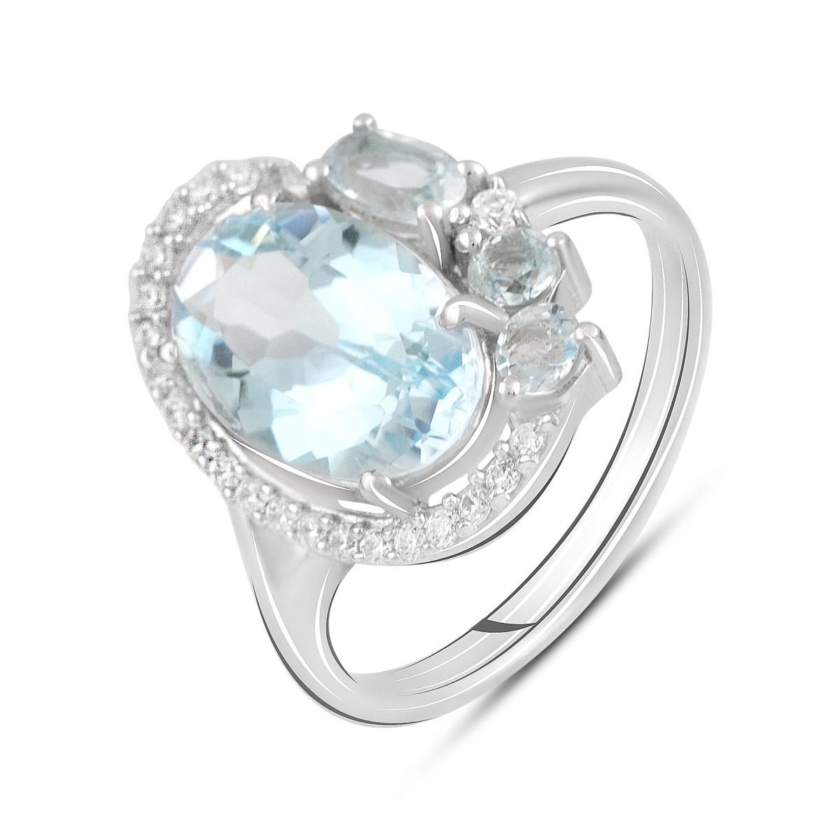 Bague en argent avec topaze naturelle 4,56ct (2129622) 3,88g. 925 échantillons