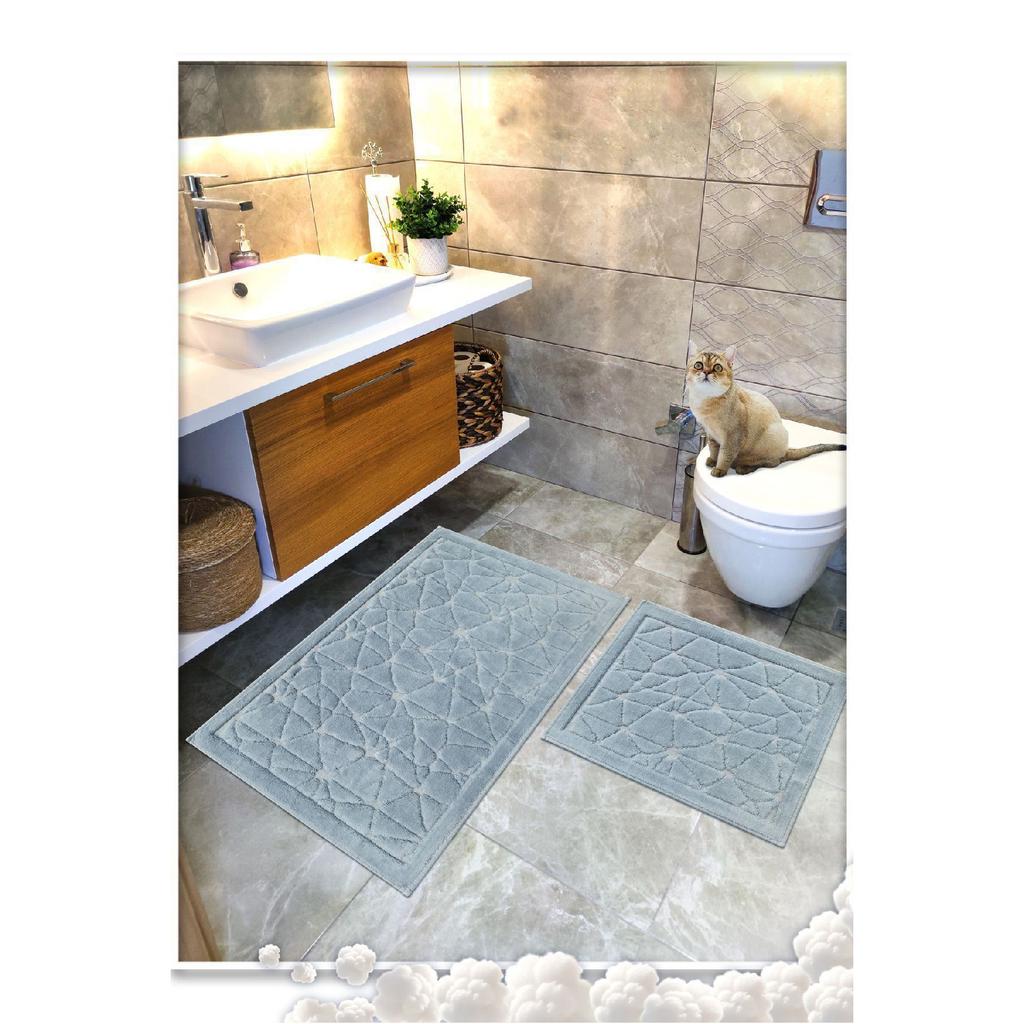 100% Cotton Woven Bath Mat Set, Bath Rug Glass Set Of 2 60x100 - 60x50