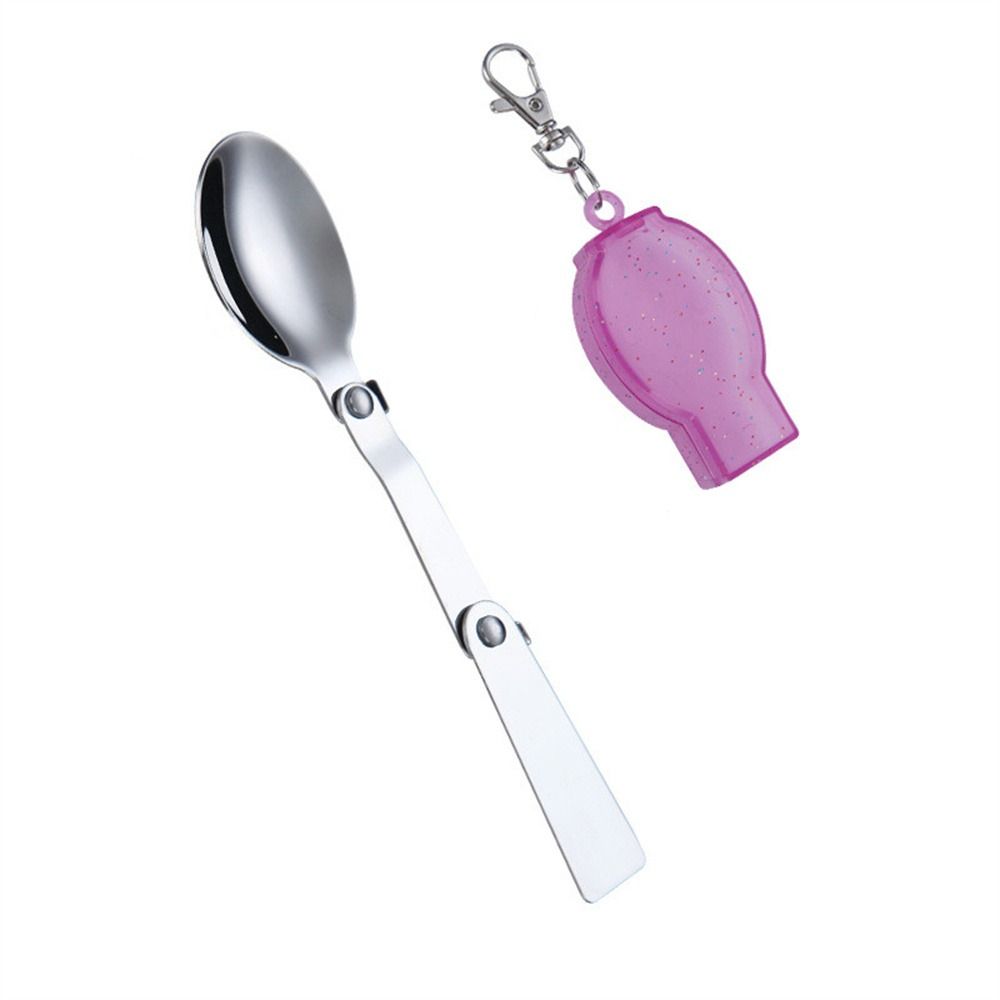 

Storage Box Portable Three-Fold Creative Camping Tableware Folding Spoon Folding Fork Pocket Spoon Pink-Spoon