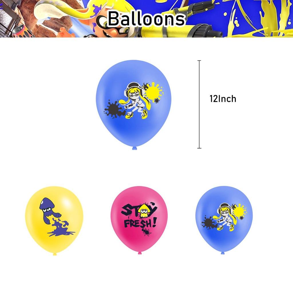 Splatoon3 Supplies Party Banner Cake Topper Balloons Kids Decoration Birthday