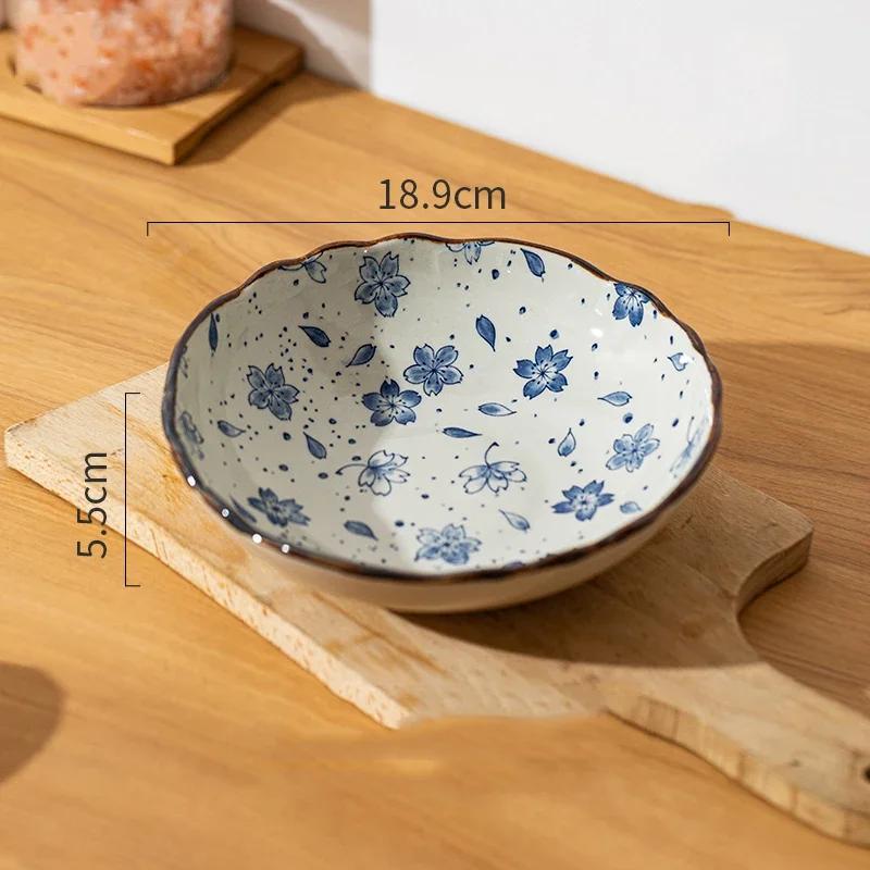 Farfurii Ceramice cu Flori în Stil Japonez, Restaurant High-End, Farfurie pentru Salată/Fructe, Farfurie pentru Cină pentru Acasă cu Mâncăruri Delicioase, Veselă Unică