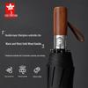 Red Leaf Dual-Use Sun & Rain Umbrella with Solid Wood Handle, Black Glue UV Protection, Large Size for Men & Women