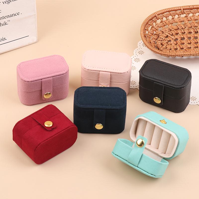 6.3*3.6*4.5cm Jewelry Storage Bag Travel Simple Leather Velvet Ring Necklace Earrings Storage Box Organizer Display Gift Box