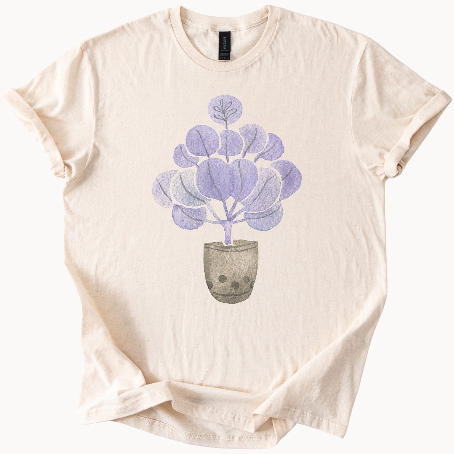 Lavender Plant Graphic T Shirt Botanical Watercolor Houseplant Art Tee Nature Inspired Aesthetic Gift for Plant Lovers 100