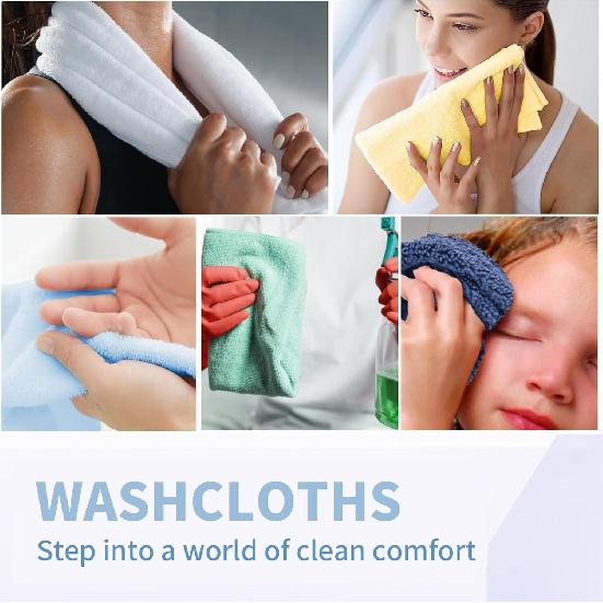 12 Pack Microfiber Coral Fleece Washcloths, Ultra Absorbent and Soft Face Towel, 12" X 11", Perfect Wash Cloths for Bathroom, Gym, Travel, Spa and