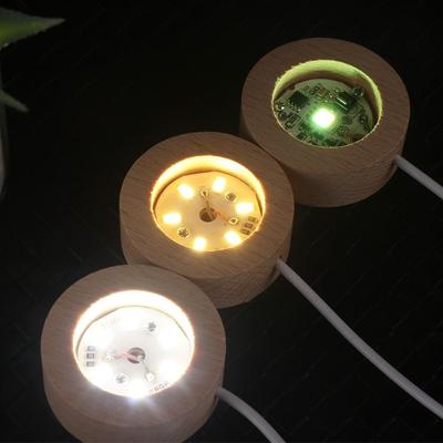 Rund mit Fernbedienung Resin Art Heimdekoration LED-Licht Display-Basis Nachtlampenfuß Kristallkugelhalter