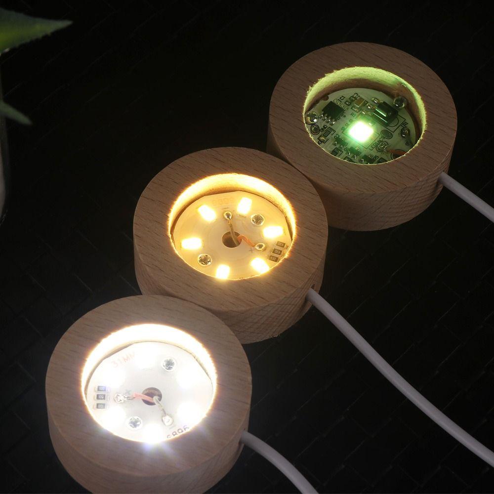 Round with Remote Control Resin Art Home Decoration LED Light Dispaly Base Night Lamp Base Crystal Ball Holder