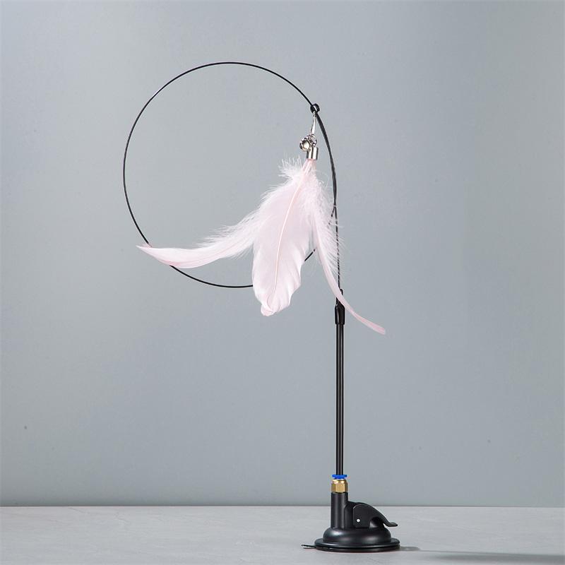 

Игрушки для кошек Палочка-дразнилка для кошек с колокольчиком Удлиненный стержень Присоска Само Высокий и Прочный Инструмент-дразнилка для укусов Сменная перьевая головка