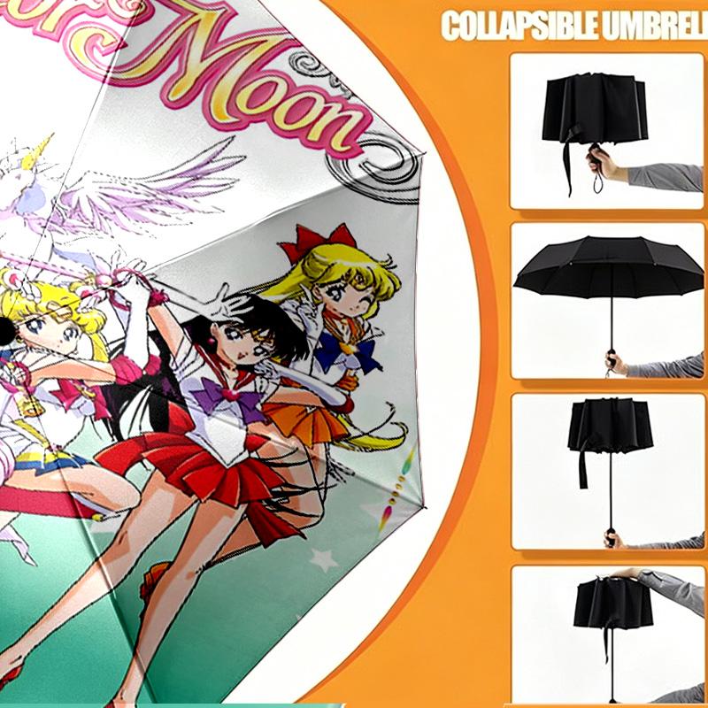Sailor Moon Print Umbrella Automatic Opening/ Closing - Portable Foldable Design - Daily use for Travel/Outdoor - Gift for Birthday