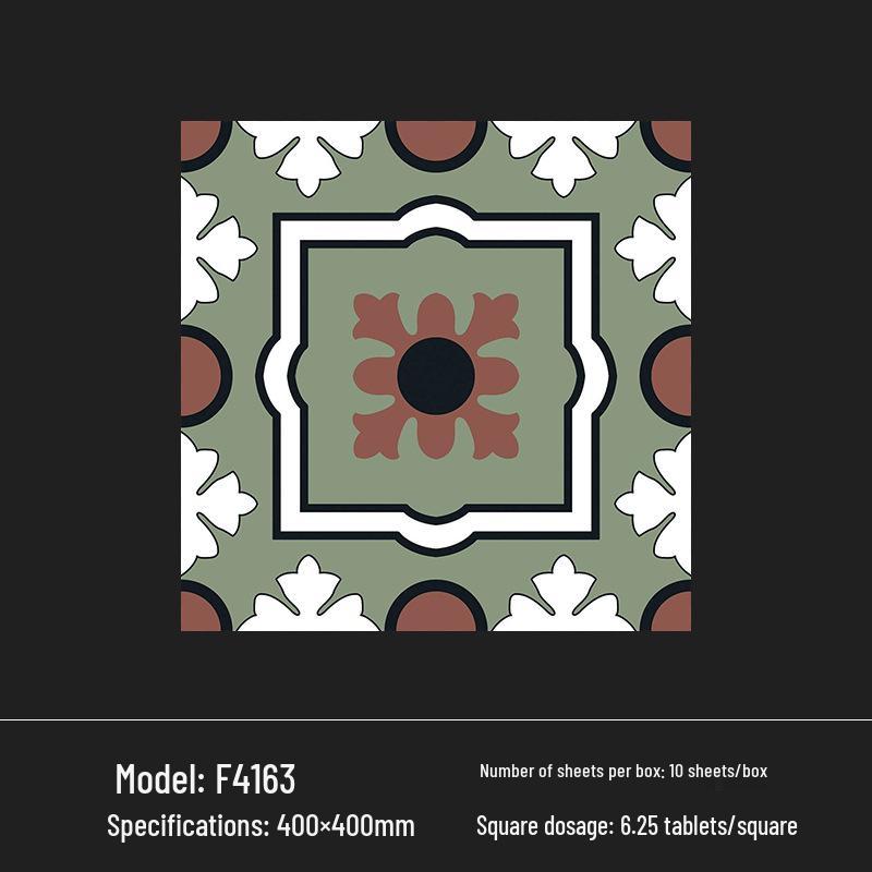 400x400 Zelená francouzská retro dlaždice s malým květinovým vzorem pro kuchyň, koupelnu, balkon a podlahu