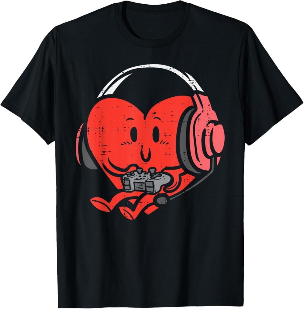 Valentines Day Heart Gamer Gaming Men Boys Kids Youth Teen T-Shirt