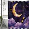 Moon Stars Clouds Purple Shower Curtain, Bathroom Decorative Shower Curtain, Waterproof Shower Curtain with Hooks