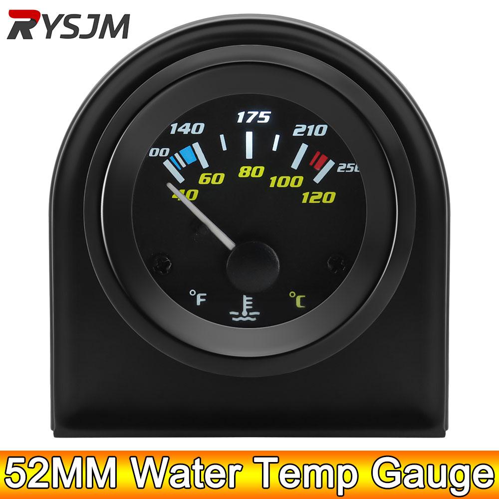 AD 52mm Water Temperature Gauge With Water Temp Sensor 10mm 40~120℃ 100-250℉ Pointer Water Temperature Meters for Car 12V