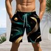 Men Plus Size Abstract Gradient Print Beach Shorts Elastic Waist Drawstring Loose Casual Shorts With Pockets For Swimming Surfing Summer Vacation