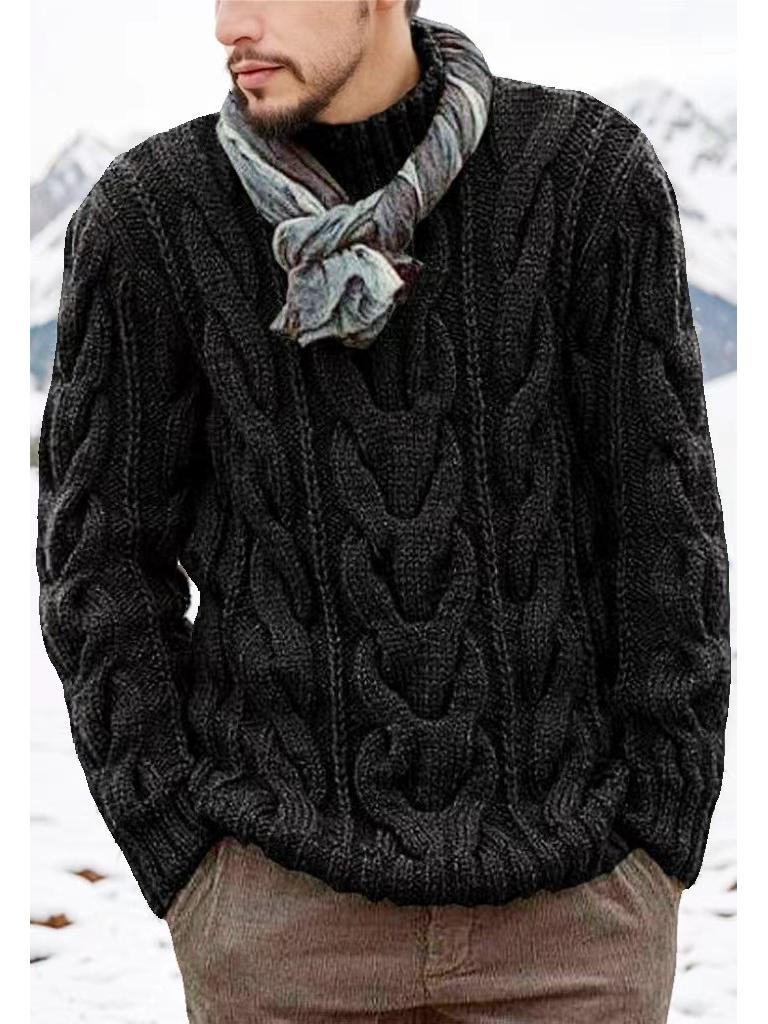 Men s Trendy Knit Sweater - Autumn/Winter Cable Knit, Wear Outside or as Inner Layer 3XL