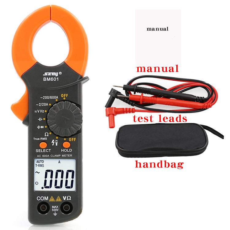 SZBJ BM603 AC/DC anti-burn 602 electrician clamp meter, clamp multimeter, high-precision digital multimeter, capacitance.