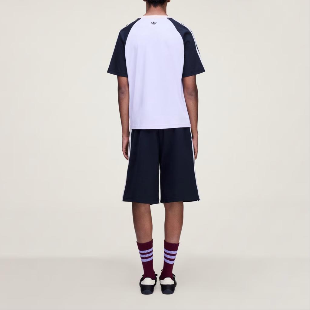 adidas Originals X Wales Bonner Striped Spliced Sports Short Sleeve T-Shirt Women Tops KD0337