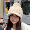 WTEMPO Rabbit Hair Blend Woolen Winter Hats Women All-match Hairball Peaked Caps Windproof Thickened Warm Plush Bomber Hats