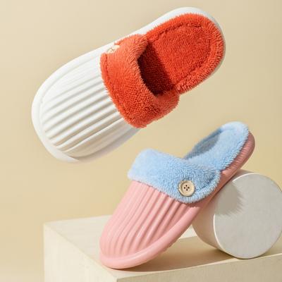 2024 New Detachable Cotton Home Slippers Women Mixed Color Indoor Waterproof Slides Shoes Woman Non Slip Flat Furry Flip Flops