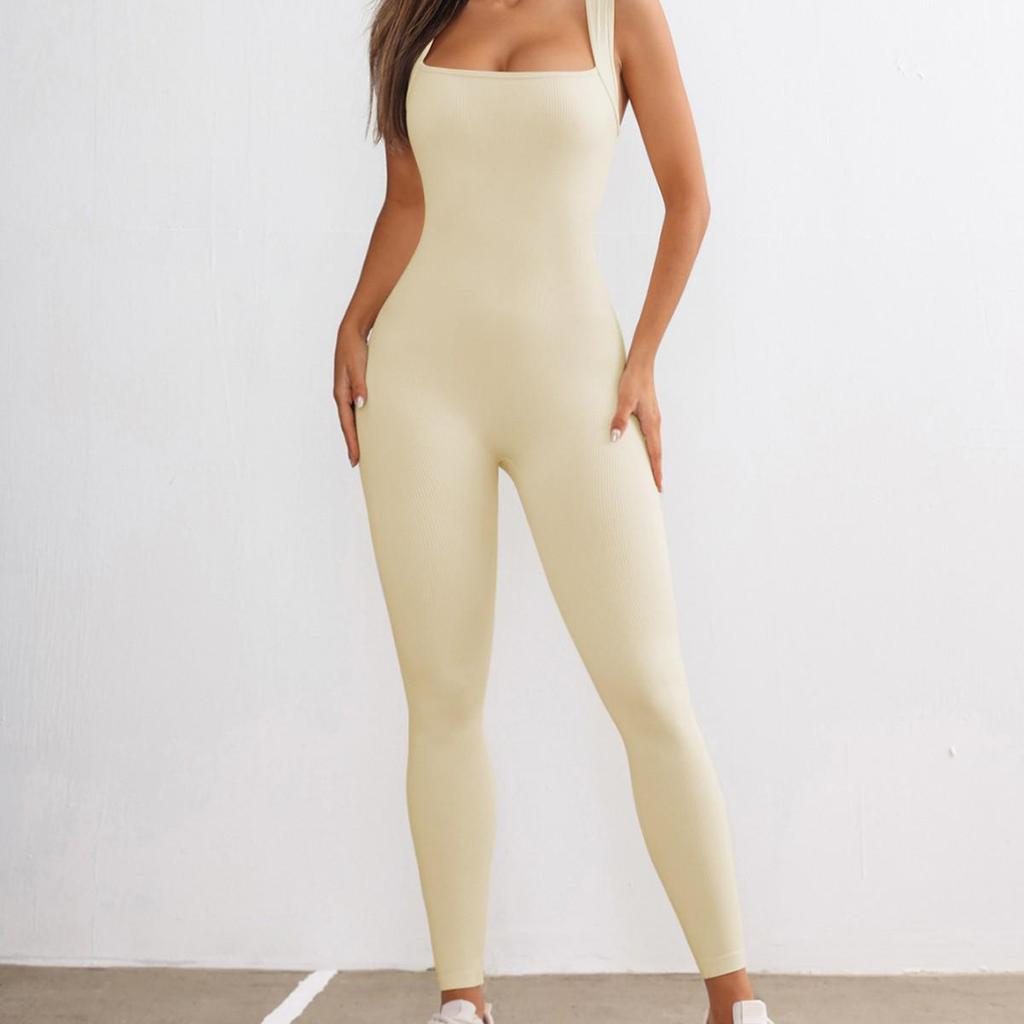 European & American Peach Lift Bodysuit Women's High-Intensity Dance Fitness Nude-Feel Yoga Jumpsuit