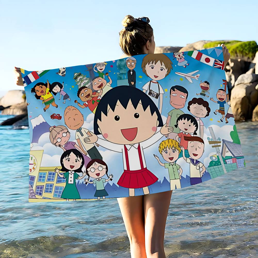 Catoon C-Chibi Maruko Chan Anime Beach Swimming Towel Soft Absorbent Washcloth Children's Gifts for Kids Travel Camping Gym