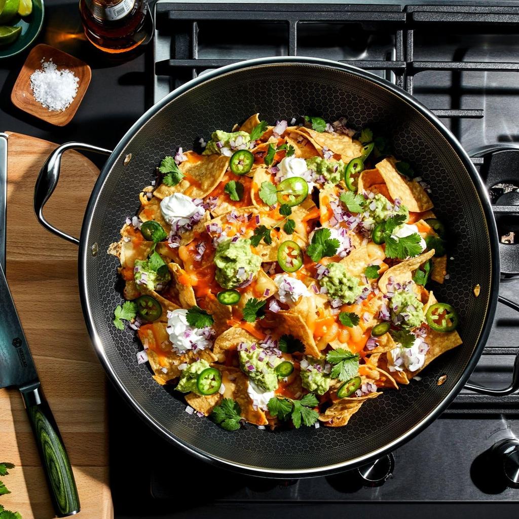 HexClad Hybrid Nonstick Wok with Stainless Steel Insulated Dishwasher Oven Safe Up To Induction and Compatible with All Countertops 14-inch Lid,