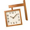 Wall Clock Simple Silent Square Double Sided Clock Wooden Decorative Corner Clock for Living Room