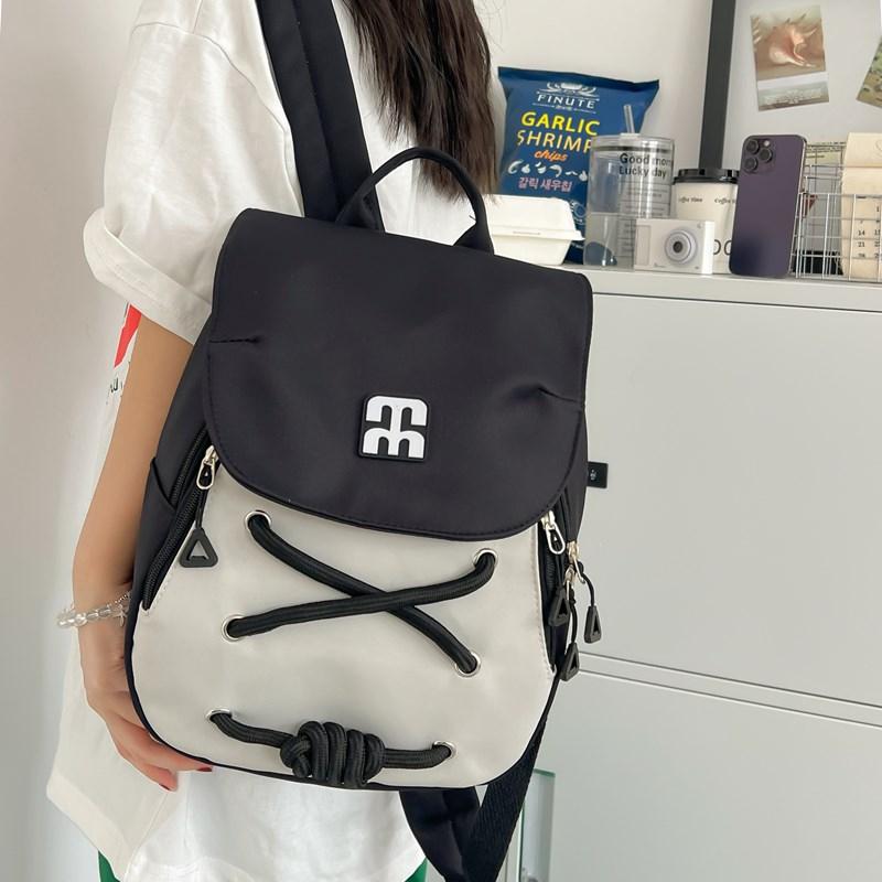 Small Backpack Simple Female Color Block Backpack Student Schoolbag