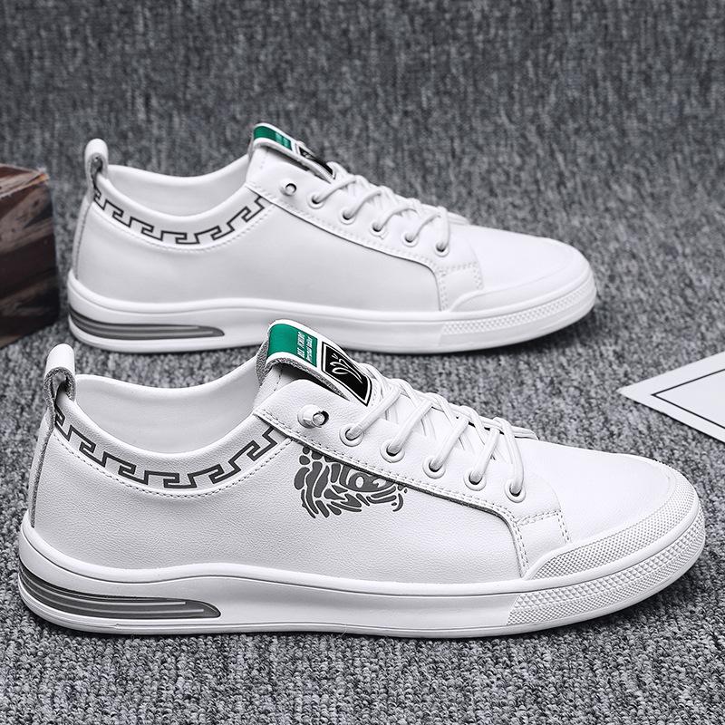 

New summer white fashion trend men s shoes leather breathable board shoes guy lazy shoes 39