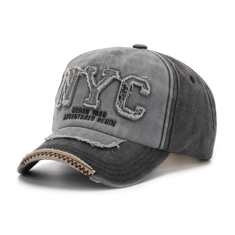 European and American men's and women's outdoor peaked cap with vintage letter patches and personalized visor cap