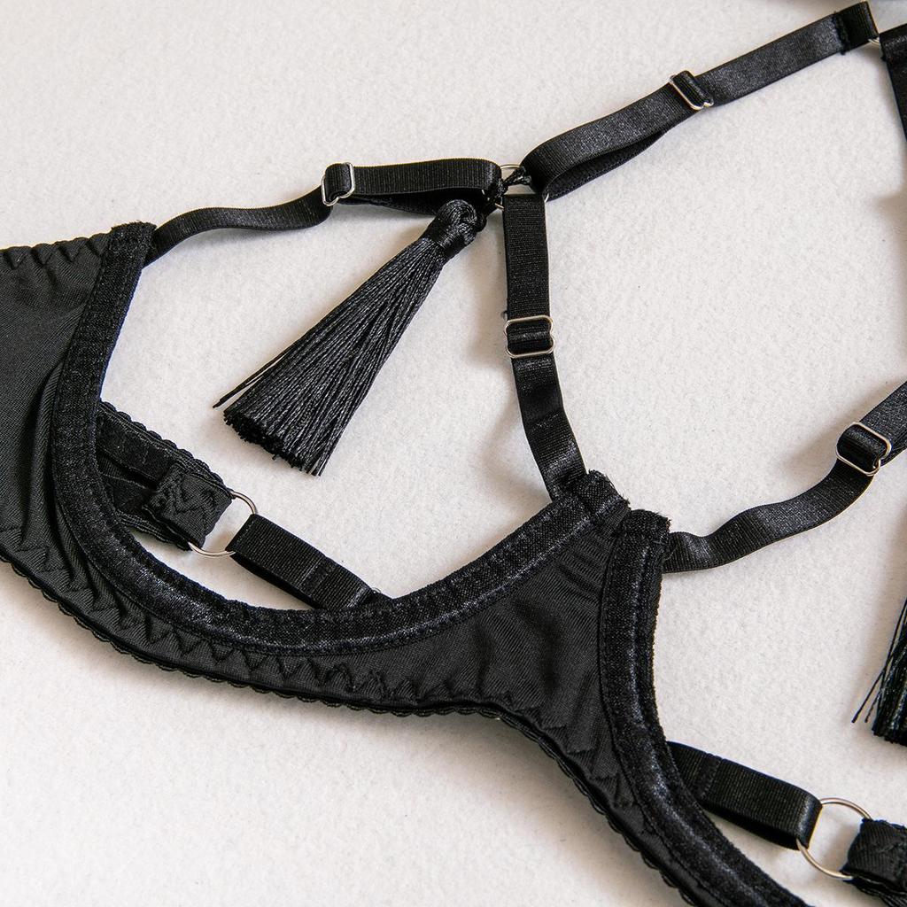 Cecia Sexy Hollow Tassel Temptation Lingerie Set