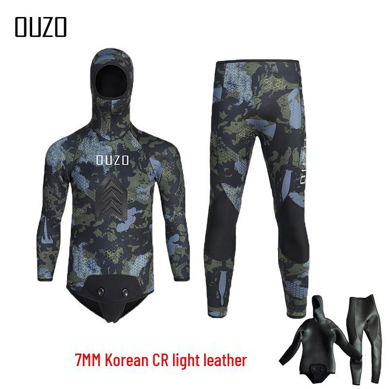 7MM Camouflage Two-Piece Wetsuit: Cold-Proof, Thickened Freediving & Fishing Gear
