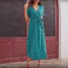 Summer Short Sleeve V-neck Bohemian Polka Dot Print Dress