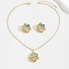 Geometric Rhinestone Necklace Pearl Women Jewelry Set Fashion Earrings Necklace Set  Wedding