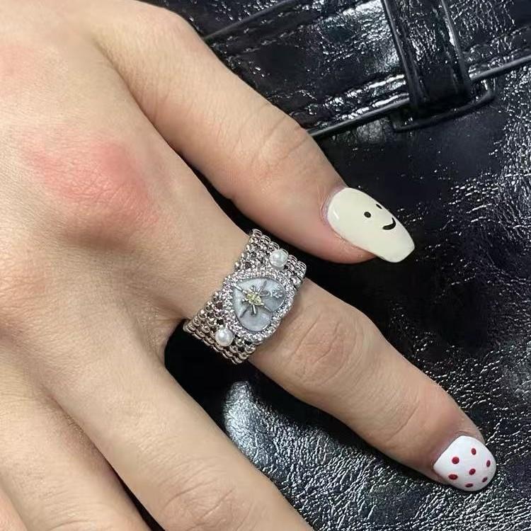 Heart Wide Gold Plated Adjustable Ring With Diamond Accents For Women And Men