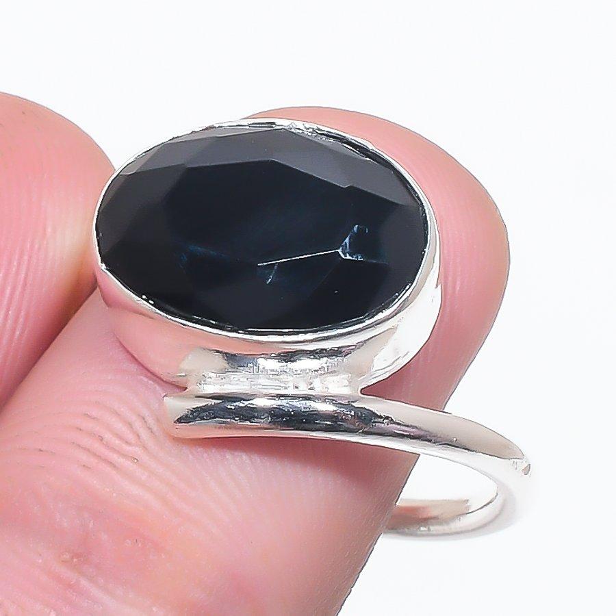 Black Spinel Gemstone 925 Sterling Silver Jewelry Ring Size 7