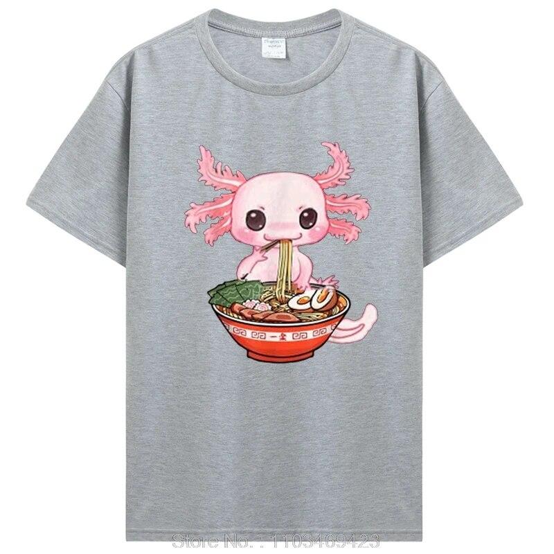 Kawaii Axolotl Ramen Noodles Japanese Anime Otaku Nu Goth T-Shirt Unisex Cotton Tshirt Clothing Oversized Graphic Tees