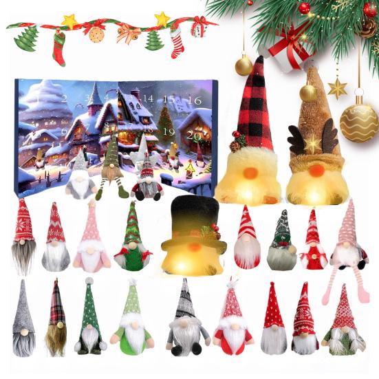 Gnome Advent Calendars 2025 24 Days Christmas Countdown Calendar with Light Up Collectible Figures Gnome Ornaments Gifts for Kids Boys Girls