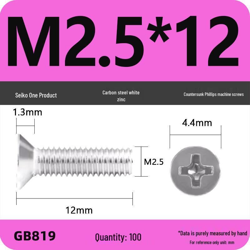 GB819 Zinc-Plated Carbon Steel Phillips Countersunk Screws: M2-M10