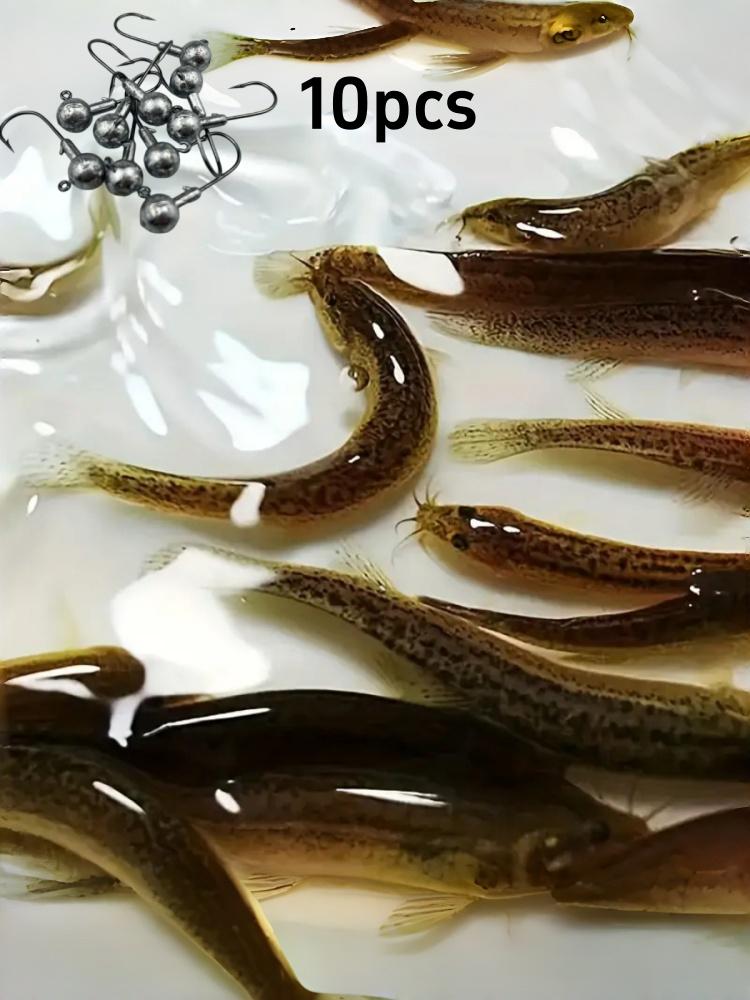 

10 pieces of new-style artificial small loach lures, highly elastic and flexible PVC soft lures and fishing hooks коричневый