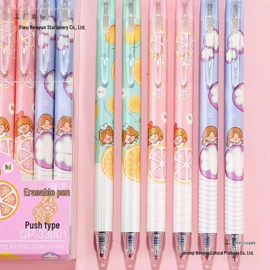 Mo Yi Cai Erasable 0.5mm Blue/Black Pen with Refill, Bullet Tip, Suitable for Students and Third Grade.