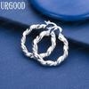 925 Sterling Silver Wedding Jewelry 30mm Twisted Pierced Fashion Earrings