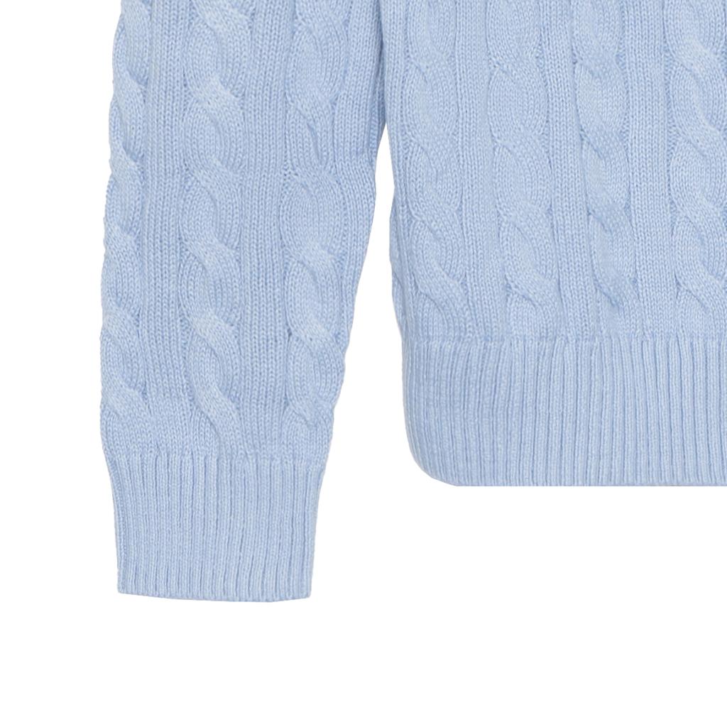 Polo Ralph Lauren Solid Color Crew Neck Cable Knit Pattern Printed Embroidered Slim Fit Long Sleeve Sweater Men sweater Light-Blue 710775885-503