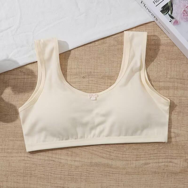 

Бюстгальтер для девочек, дышащие подростковые бюстгальтеры для детей, нижнее белье для подростков, однотонный жилет для подростков, топы-трубы для девочек, нижнее белье one size бежевый