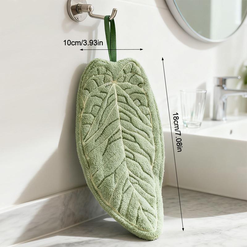 NEW Plant Leaves Hot Plant Cartoon Hand Towel Double-Layer Absorbent Thickened Quick Drying With Hanging Design Bathroom Kitchen