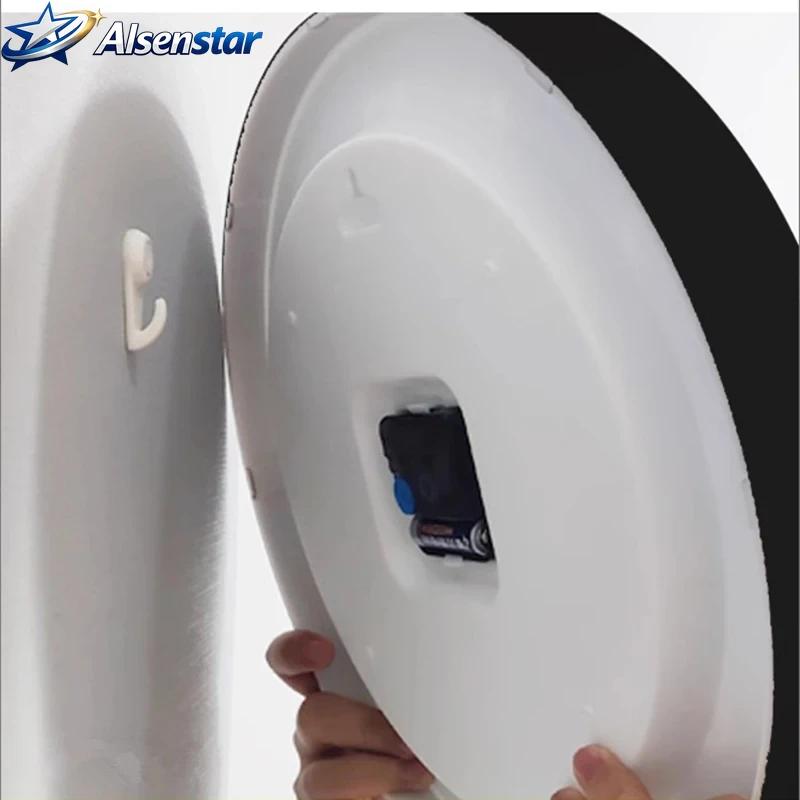 Modern Atomic Wall Clock Temperature Digital Calendar Analog Silent Wall Clock Round Non-Ticking Wall Clock for Office Bedroom