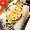 OLEVS Trendy popular mens watches Dual Calendar waterproof Arabic numeral scale luminous quartz wristwatch genuine watch for man