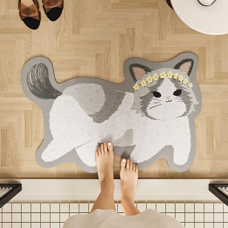 

Cute Cartoon Diatom Mud Absorbent Soft Mat Quick Drying Household Bathroom Non-slip Mat Bathroom Door Entry Mat 40 * 60cm (water absorption and quick drying)